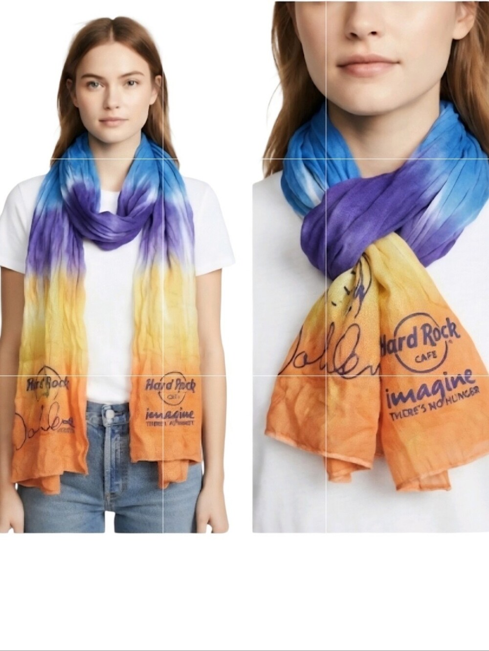 Hard Rock Cafe John Lennon "Imagine There's No Hunger" Scarf Limited Edition